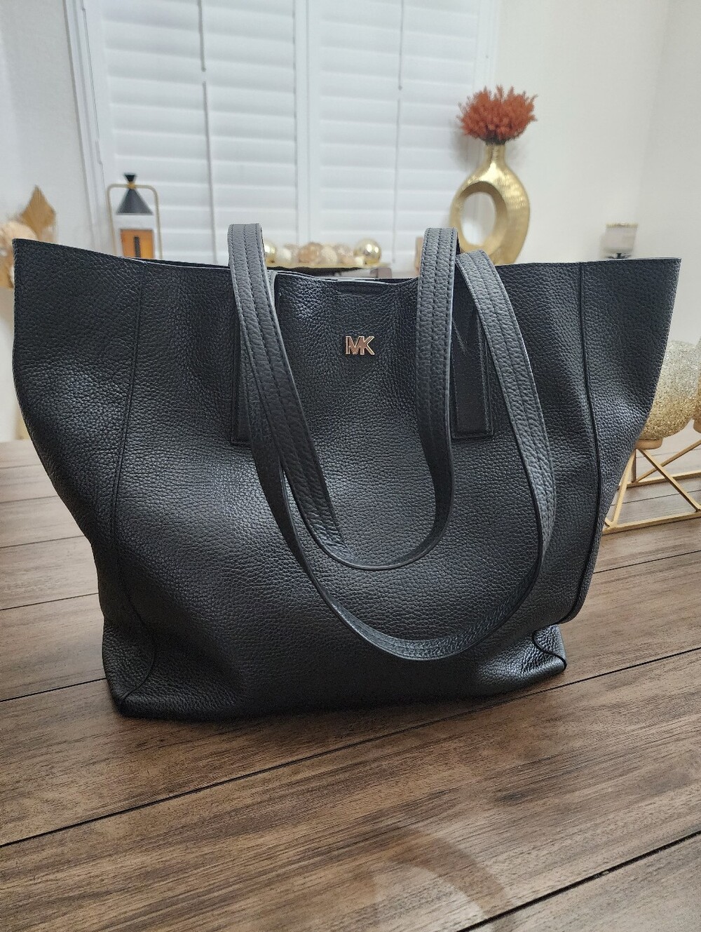 Michael Kors Black Pebbled Leather Tote Bag